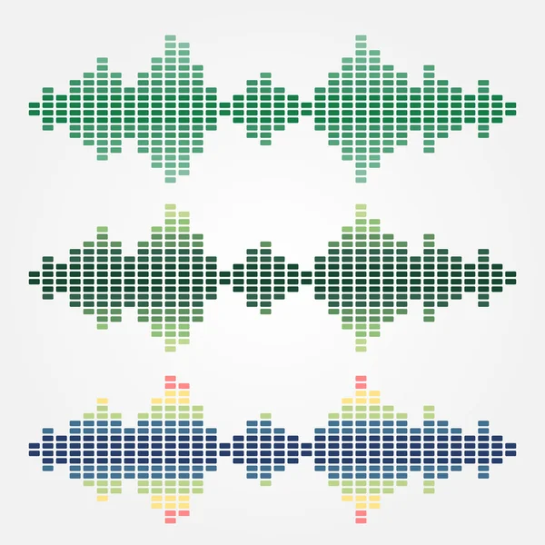 Conjunto de iconos de ondas de sonido vectoriales hechos con cubos — Vector de stock