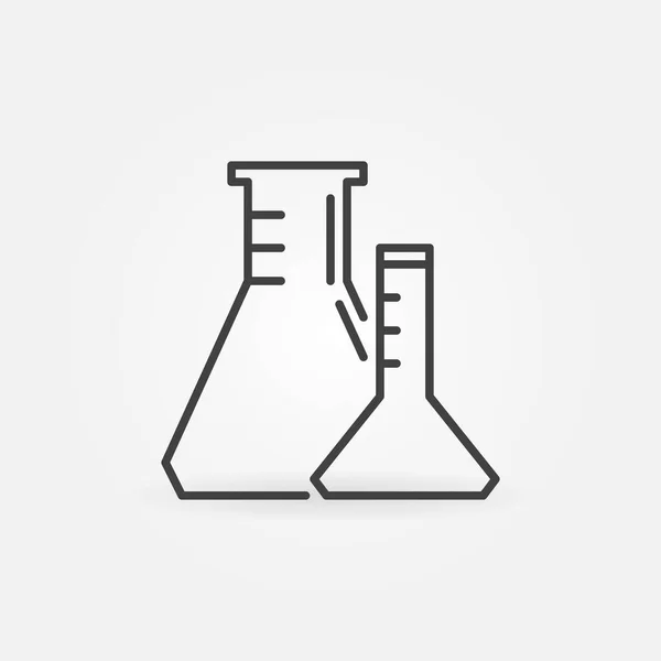 Lab Erlenmeyer Flaschen Vektor Thin Line Konzept Symbol — Stockvektor
