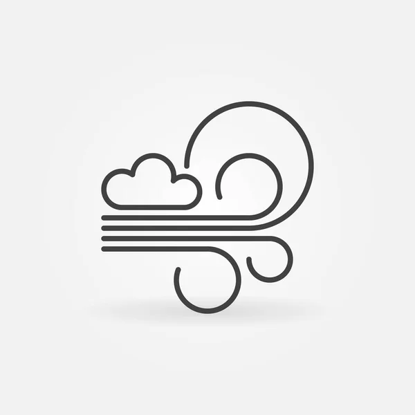 Wolke mit Breeze-Umrissvektorsymbol. Lineares Symbol für Wind — Stockvektor