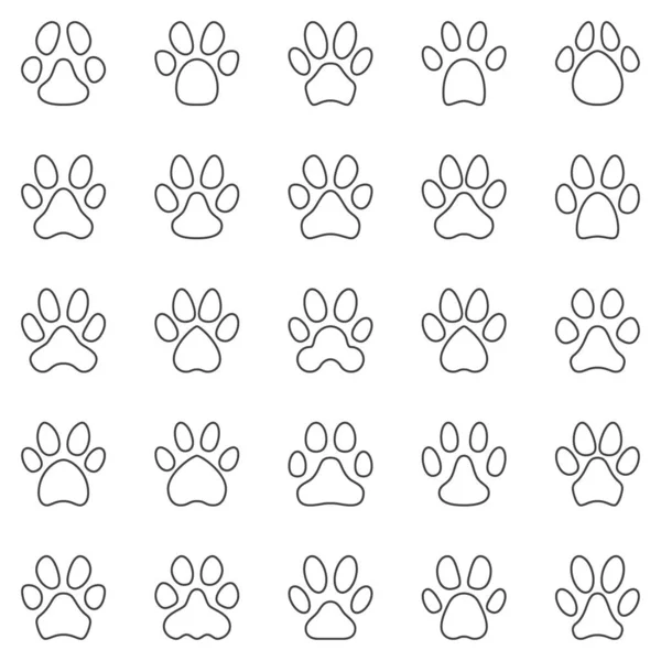 Conjunto de ícones de contorno de impressão de patas - Sinais de Pegada de Animais Cães ou Gatos —  Vetores de Stock