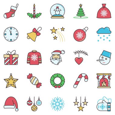 Noel renkli simgeler - vektör yaratıcı konsept işaretleri