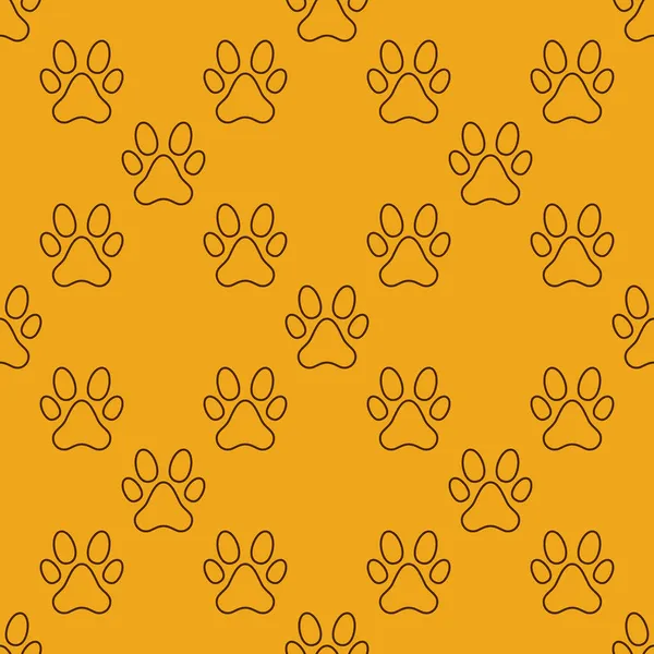 Puppy or Dog Foot Print vector Seamless Pattern in line style — Stock Vector