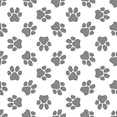 Vektör Evcil Hayvan Pençesi İzleri Kusursuz Desen veya Arkaplan