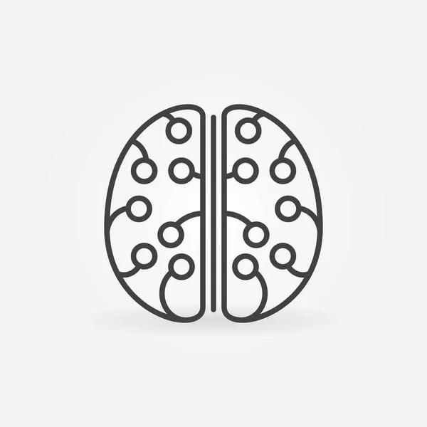 Ludzki mózg z ikoną wektora linii Neuron Connections — Wektor stockowy