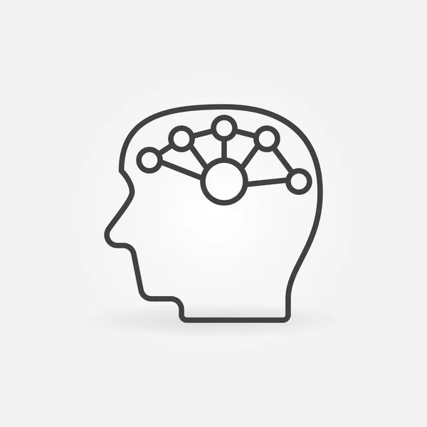 脳シナプスベクトルコンセプトラインアイコンを持つ人間の頭 — ストックベクタ
