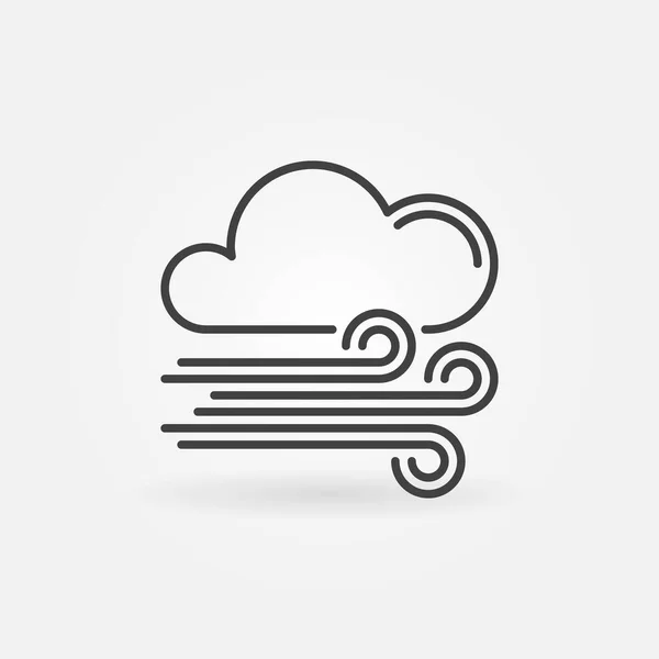 Wolke mit Windvektor dünne Linie Wetterkonzept Symbol — Stockvektor