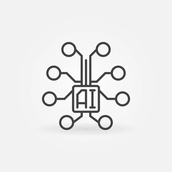 AI digitális agy vonal ikon - vektor koncepció vázlat szimbólum — Stock Vector