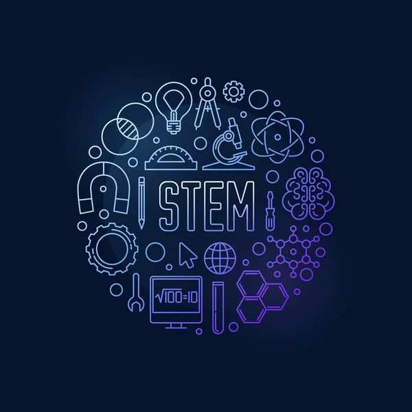 STEM διάνυσμα γύρο δημιουργικό χρώμα περίγραμμα banner — Διανυσματικό Αρχείο