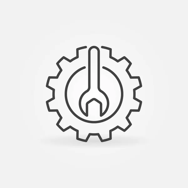 Cogwheel con icono de concepto de vector lineal de llave inglesa — Vector de stock