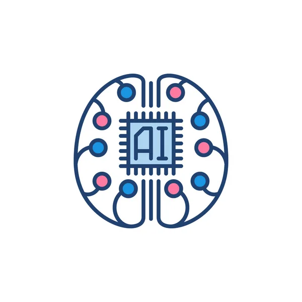 AI Cervello con Chip vettore Cyberbrain concetto icona colorata — Vettoriale Stock