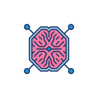 Yapay Zeka Beyin vektör renkli ikon. Al sembolü