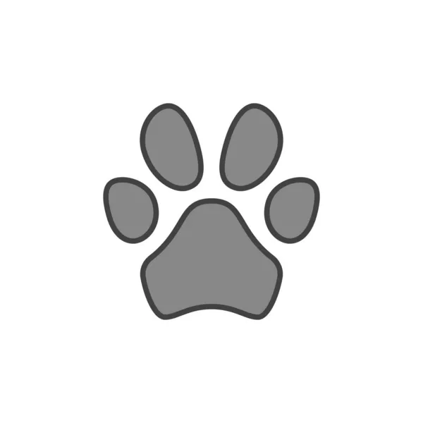 Pet Foot Print ícone cinza. Animal Paw Mark vetor colorido sinal —  Vetores de Stock