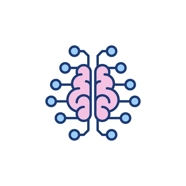 Нейронные связи в векторной иконке человеческого мозга — стоковый вектор