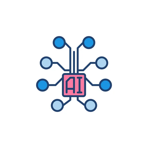 AI Digital Brain icona colorata segno concetto vettoriale — Vettoriale Stock