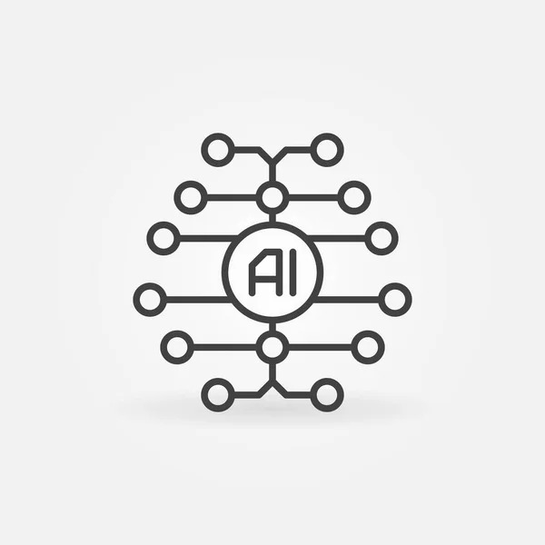 Digitális agy vázlat ikon. Vektor AI koncepció vonal szimbólum — Stock Vector