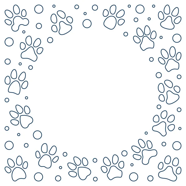 Pet Paw Footprints Round Minimal Frame σε στυλ περίγραμμα Royalty Free Εικονογραφήσεις Αρχείου