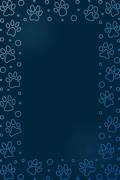 宠物爪印垂直蓝色框架-矢量现代插图 — 图库矢量图片