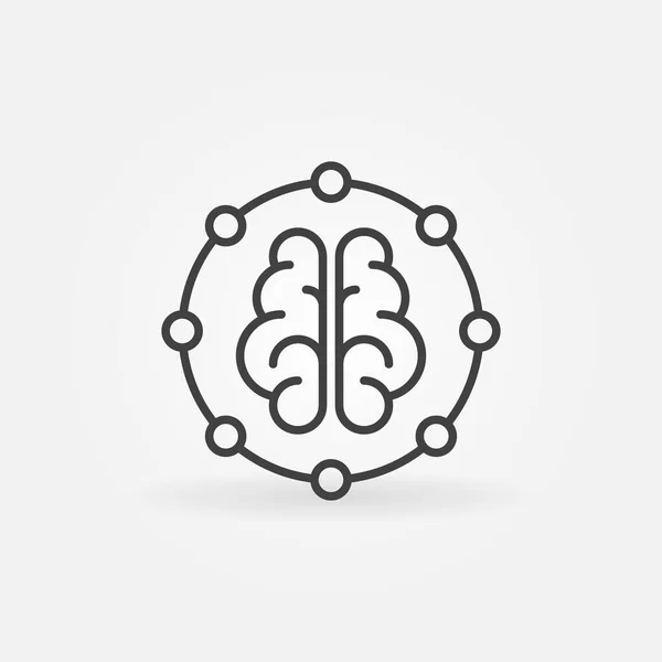 Vector Human Brain Neuron Connections icône de contour — Image vectorielle