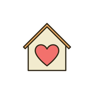 Ev vektörü konsepti içindeki kalp renkli simge