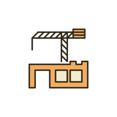Renkli Bina simgesiyle Crane - vektör yapı işareti