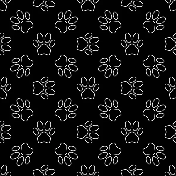 Dog Trace Paw Prints dark seamless repeating background —  Vetores de Stock