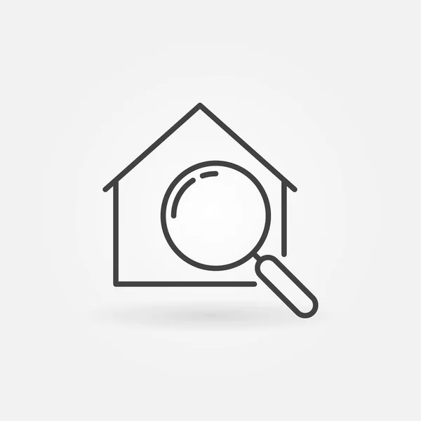 House with Magnifier vector thin line Search concept icon — стоковый вектор