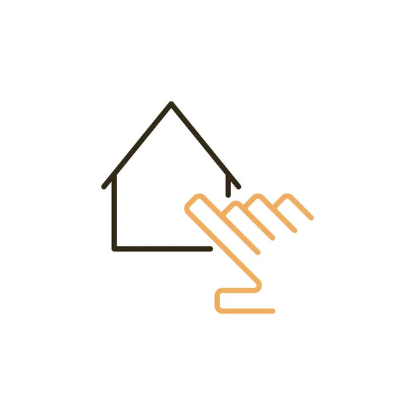 Ház és Kéz vektor Ingatlan keresés színes ikon — Stock Vector
