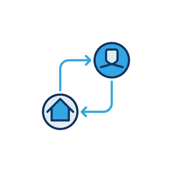 Maison et homme connecté avec Arrows icône de couleur vectorielle — Image vectorielle