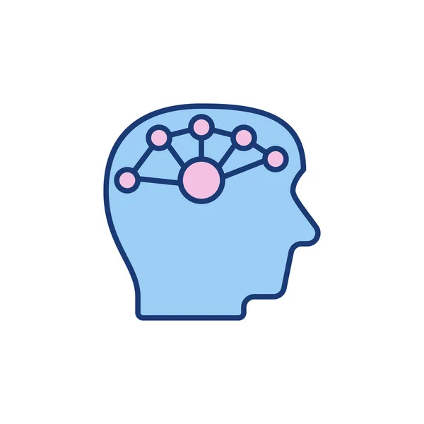 Tête humaine avec cerveau Synapse concept vectoriel icône colorée — Image vectorielle