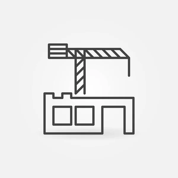 Żuraw z ikoną linii budowlanej. Znak budowy domu wektora — Wektor stockowy
