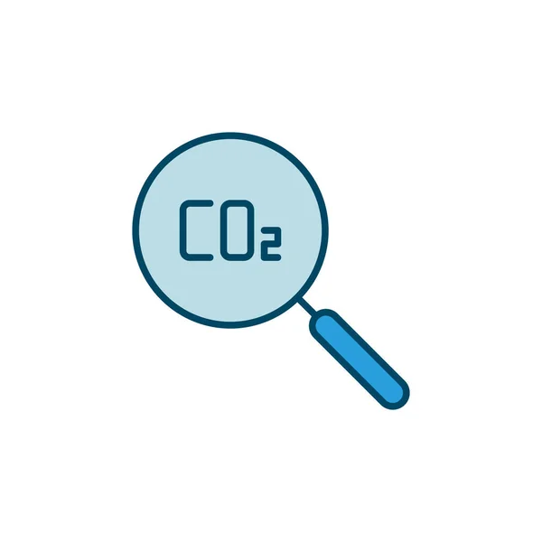 Icono de color del concepto de vector de lupa de CO2 — Vector de stock