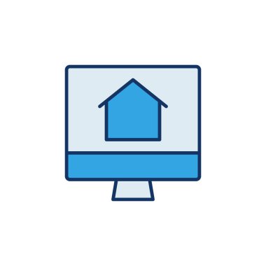 Bilgisayar Ekranı vektör renkli simge üzerine ev binası