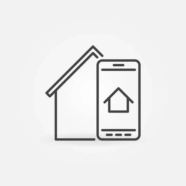 Smartphone with House linear icon - Internetowa aplikacja mobilna dla nieruchomości — Wektor stockowy