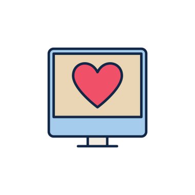 Kalp vektörü konsepti renkli masaüstü bilgisayarı