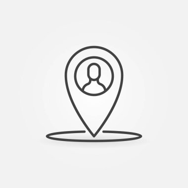 Kişinin Konumu doğrusal vektör Pointer konsept simgesi