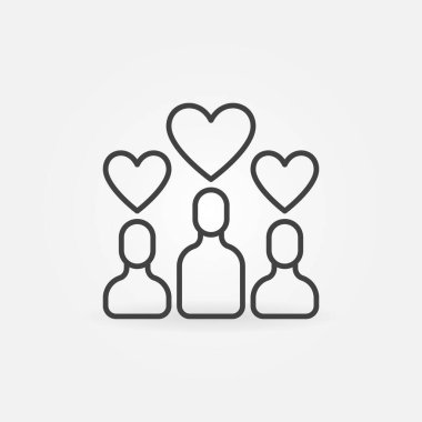 Hearts vektör ince çizgi konsepti olan insanlar