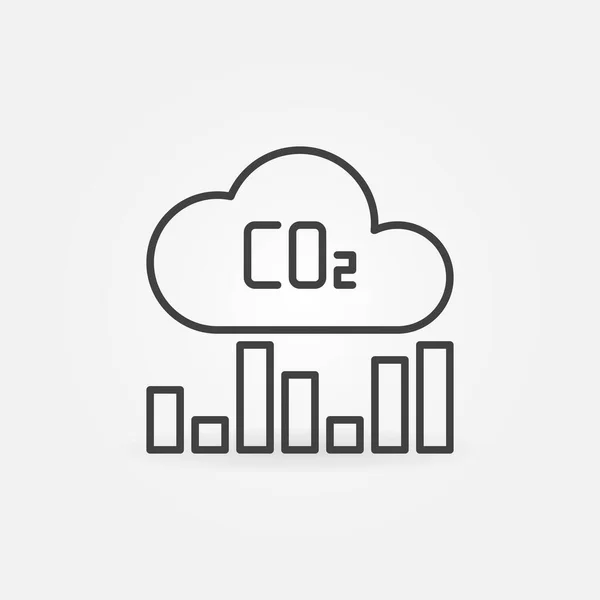 Gráfico de barras de nubes de CO2 vector concepto de línea delgada icono simple — Vector de stock