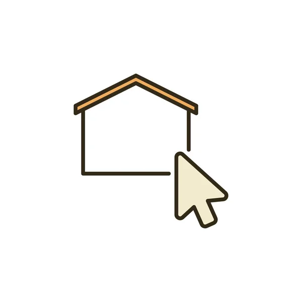 Haus mit Maus-Cursor-Vektorkonzept farbiges Symbol — Stockvektor