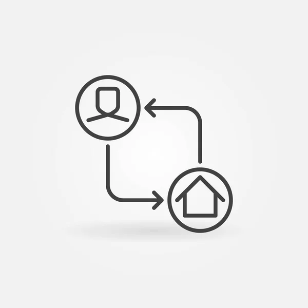 Man and House connected with Arrows vector concept icon — Stock Vector