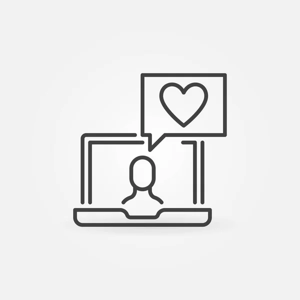 Laptop with Heart in Speech Bubble vector concept icon — Stock Vector