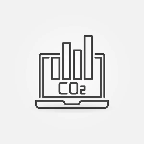 Laptop med CO2-koldioxid Bar Diagram vektor linje ikon — Stock vektor