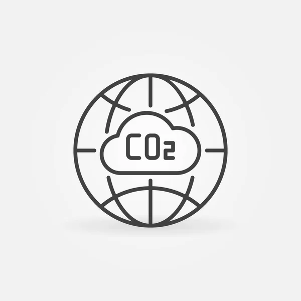 Diossido di carbonio CO2 Earth Globe icona della linea di concetto vettoriale — Vettoriale Stock