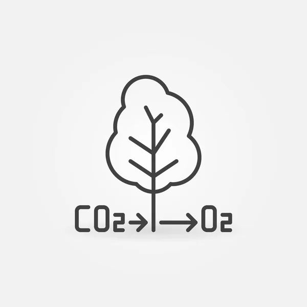 CO2 Arbre O2 Vecteur d'oxygène Icône de contour du cycle carbone — Image vectorielle
