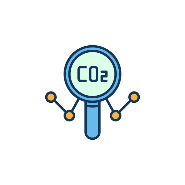 Verre grossissant avec icône vectorielle colorée CO2 Graph — Image vectorielle