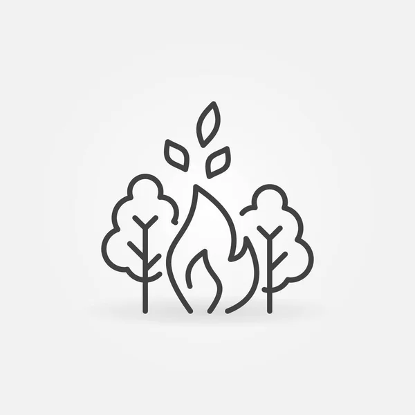 Fire in Forest esboza el icono del concepto de vector — Archivo Imágenes Vectoriales