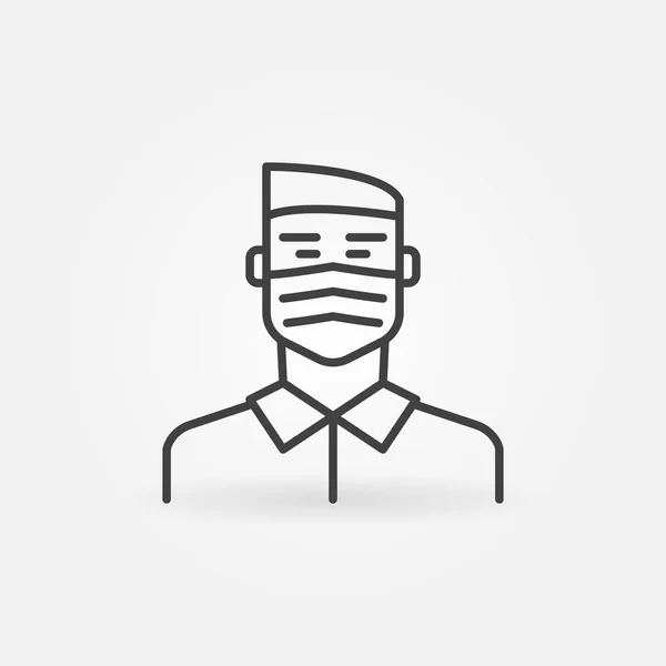 Icône de concept vectoriel Man in Face Mask dans un style de ligne mince — Image vectorielle