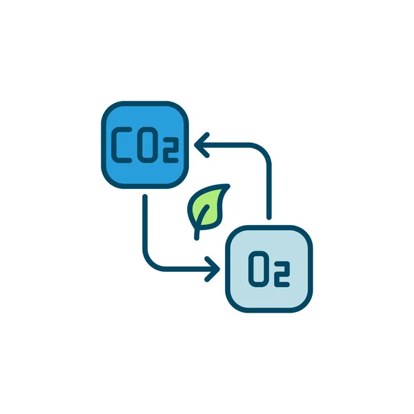 O2 till CO2 Koldioxid vektor färgad ikon — Stock vektor