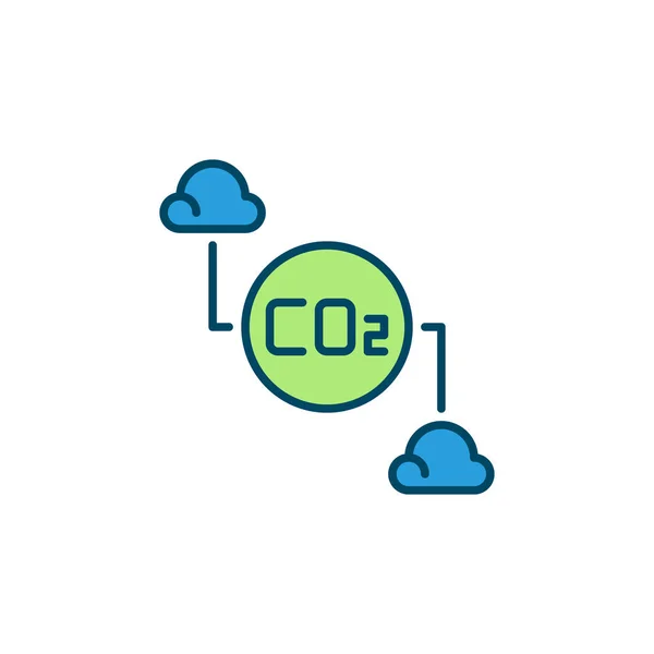 Icona colorata con biossido di carbonio e nubi — Vettoriale Stock
