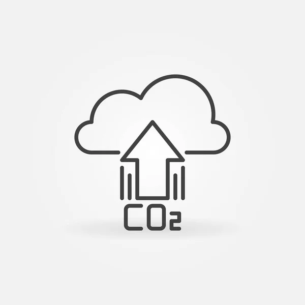 Pfeil mit CO2 Cloud Vektor Thin Line Konzept-Symbol — Stockvektor