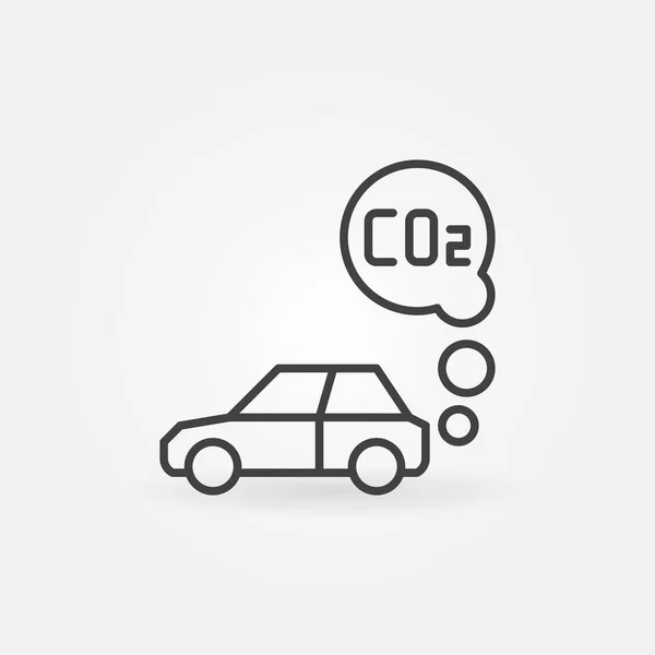 Escape del coche con el icono de la línea vectorial de dióxido de carbono CO2 — Archivo Imágenes Vectoriales